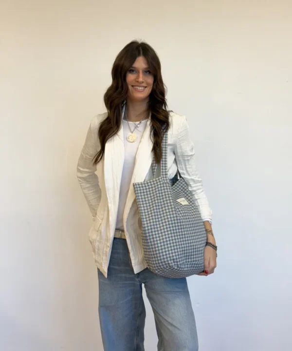 Bolsa grande delamur de la mur Brisa vichy azul BOSGBRISA e1740249979419