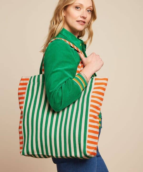 Bolsa shopper King Louie Espana Le Sud rayas verde 08997 257 MF e1708886522859