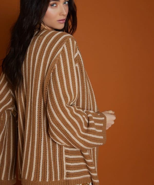 Chaqueta Meisie trama punto bicolor M70K03 raya e1707595382318