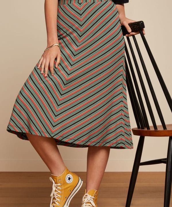 Falda midi King Louie Espana Juno Castillo stripe rayas 08797 001 B e1708861833234