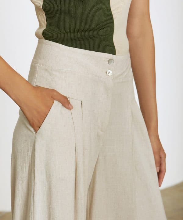 Pantalon Skatie lino palazzo S05P102 FLAX 3 e1708803300691