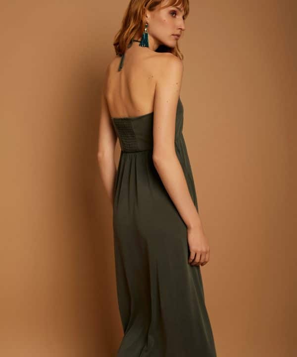 Vestido cinta cuello meisie verde caqui M02V16 AVO 4 e1711398217603