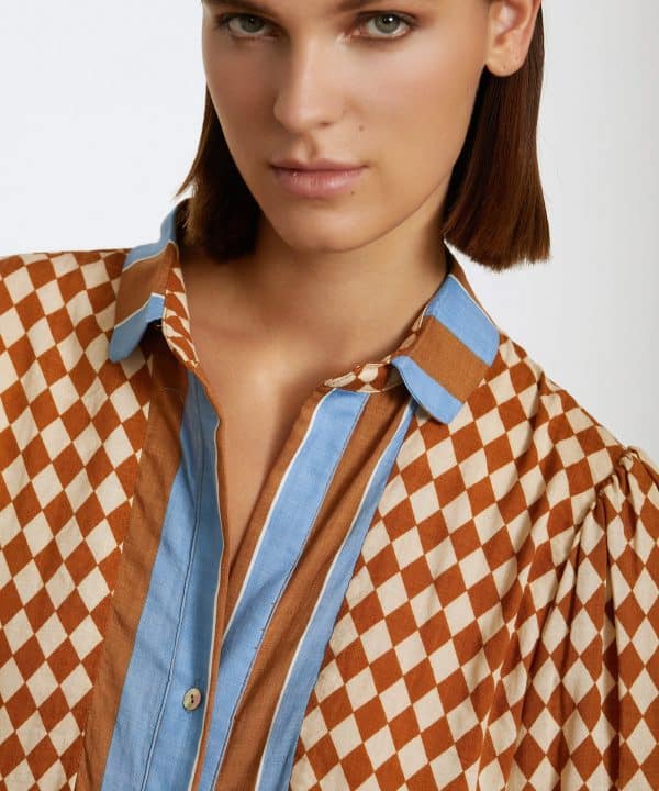 Vestido largo Skatie estampado rombos S05V101 SAFFRON 4 e1708808284132