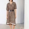 Vestido midi estampado cintas en el bajo marron S50V111 PECAN 1 e1708806975375