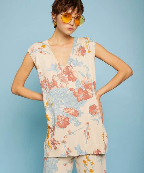 Chaleco estampado floral Meisie M95K01 LIC 2 e1711400571320
