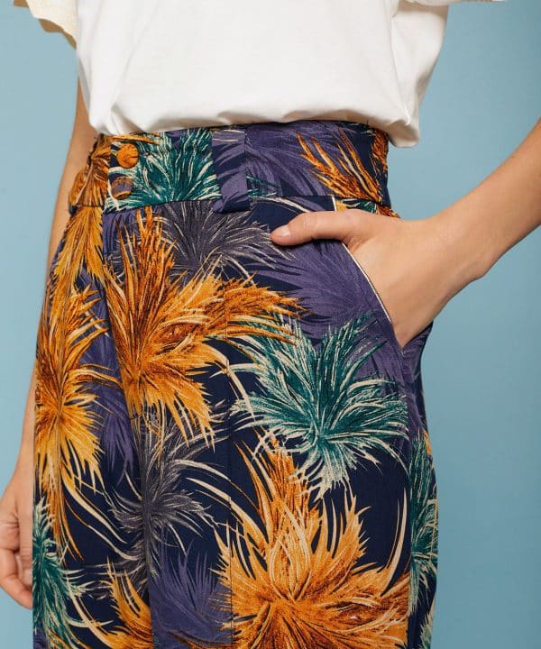 Pantalon viscosa estampada meisie palmeras M101P01 TDL 5 e1711400094504