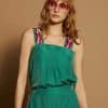 Top tirantes verde con cinta meisie M05T60 AQU 3 e1711402513856