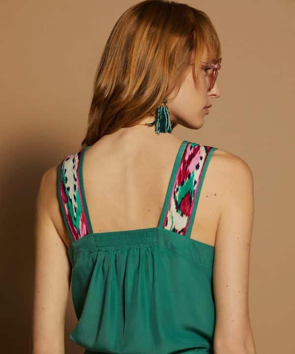 Top tirantes verde con cinta meisie M05T60 AQU 6 e1711402542626