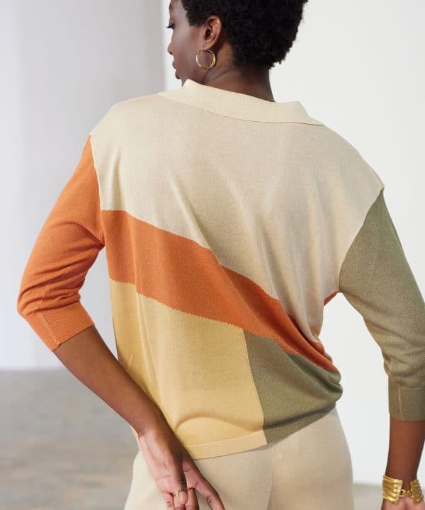 Jersey Skatie cuello polo color block S03K22 FERN 6 e1712830834230
