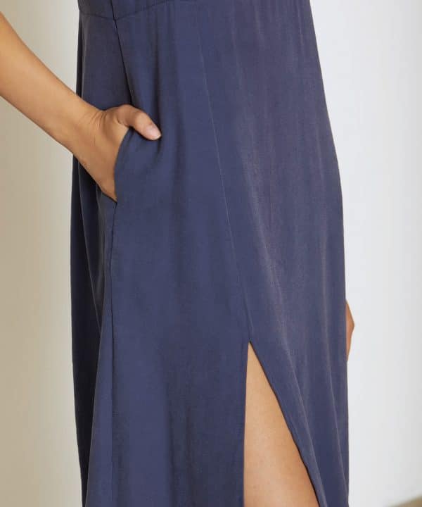 Vestido midi Skatie fluido tencel detalle tirantes azul S05V99 PRUSSIAN 3 e1712838443125