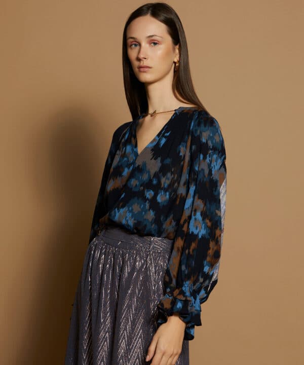 Blusa bimateria estampada meisie azul M05B32 LPS 4 e1726608570288