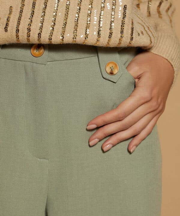 Pantalon palazzo lurex meisie verde M05P105 ALO 2 e1726609770209