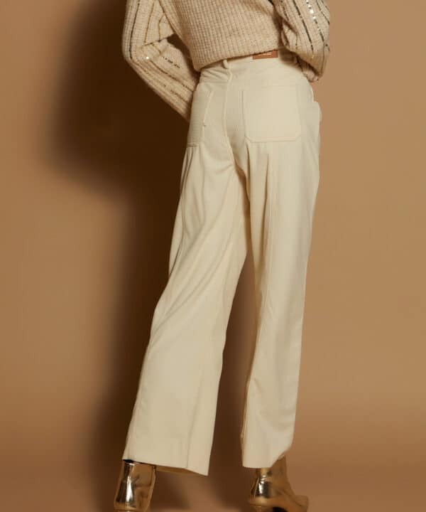 Pantalon palazzo pana crudo Meisie M100P08 IVY 6 e1726691499495