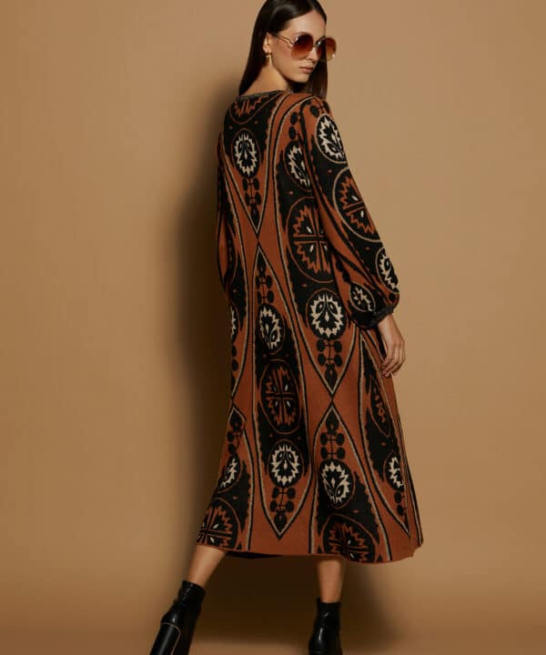 Vestido midi punto meisie marron negro M111V01 CML 6 e1726697486626