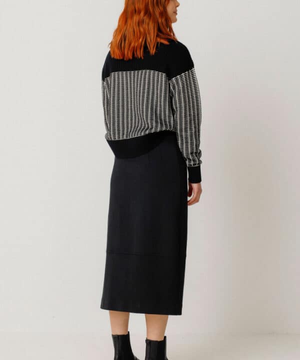 falda leatxe SKFK negra midi elastica