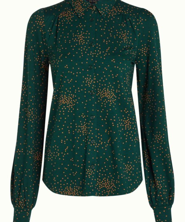 Blusa camisa King Louie Carina Valentine verde pino retro 09349 200 F e1728077305736