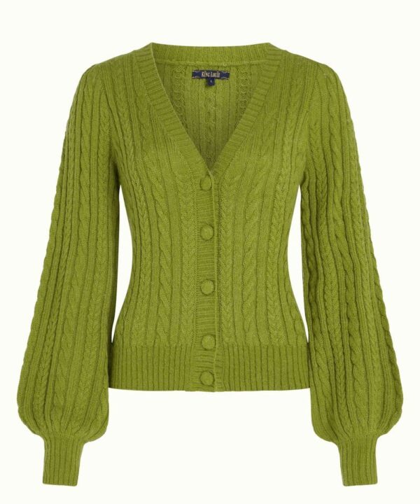 Cardigan corto V king louie Farfalle verde guacamole 09052 266 F e1727849610350