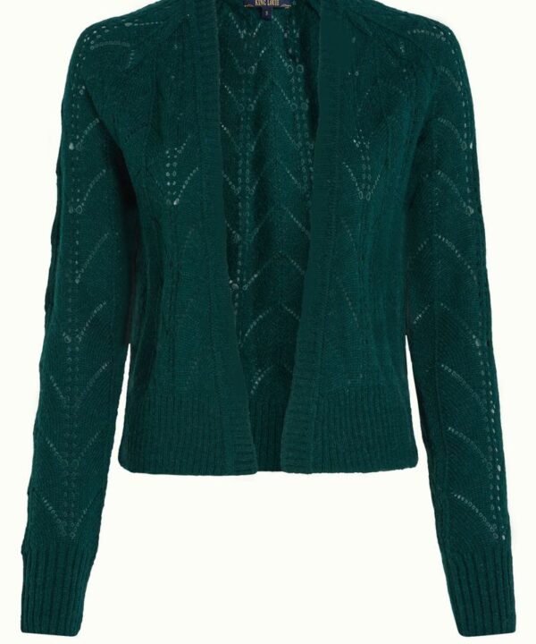 Cardigan corto kin louie blanca farfalle punto verde pino 09053 200 F e1727850218298