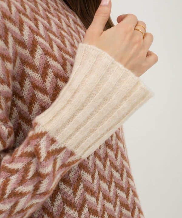 Jersey ALVA ROSA OSCURO mus bombon zig zag punto grueso e1729420470978