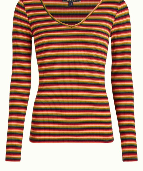 Jersey camiseta cuello V canale rayas king louie Carice Mimmi 09401 622 F e1727852535239