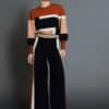 Pantalon punto skatie intarsia block color S56 P04AW24 BLK 2 e1728167086637
