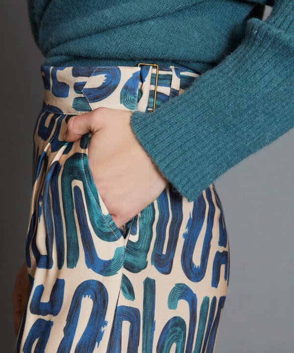 Pantalon skatie palazzo estampado azul verde S05 P113AW24 DCO 6 e1728165579846