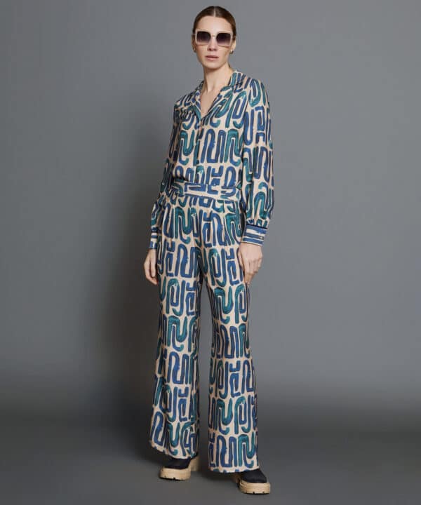 Pantalon skatie palazzo estampado azul verde S05 P113AW24 DCO 7 e1728165598838