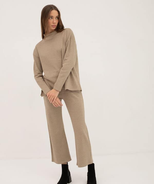 Sudadera COINA CUADROS BEIGE mus bombon total look confi e1729421770415