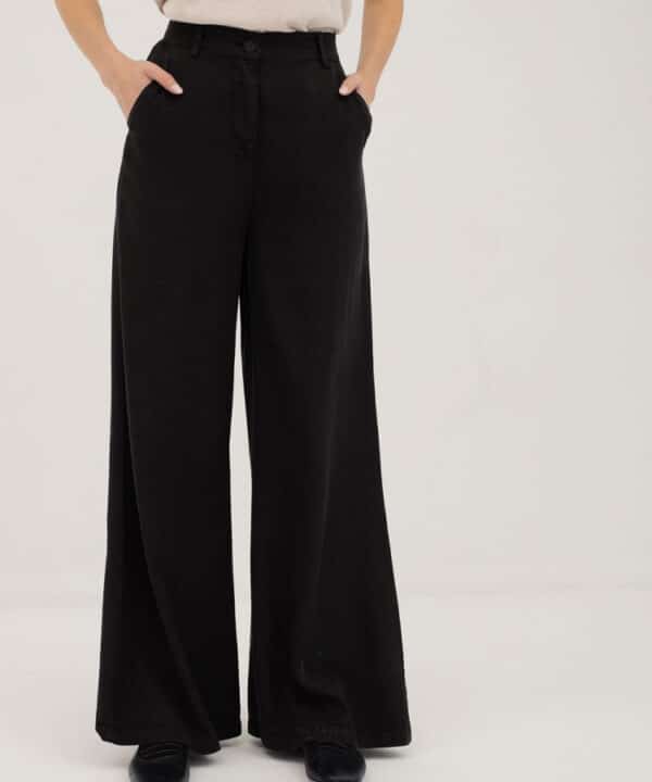 pantalon gevora Mus Bombon pantalon ancho recto largo negro e1729235236143