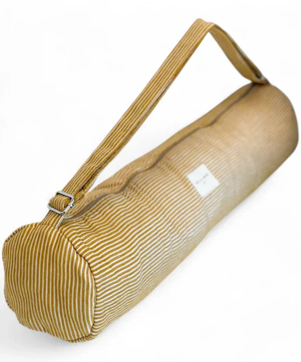 Bolsa esterilla yoga delamur de La mur acel rayas mostaza YOGAACEL Photoroom