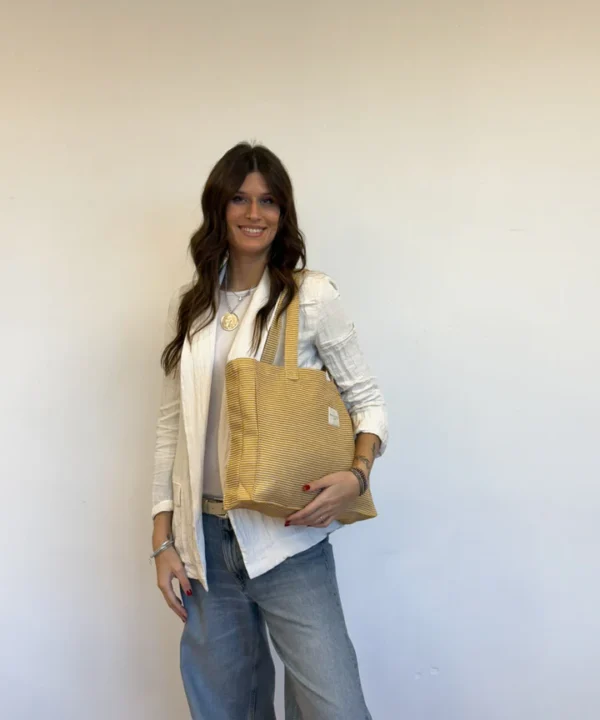 Bolsa rectangular delamur de la mur acel mostaza rayas BOSZACEL e1740258091256