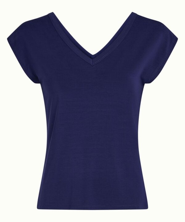 Camiseta manga corta cuello pico King louie Espana azul royal 09726 489 F e1739986971202
