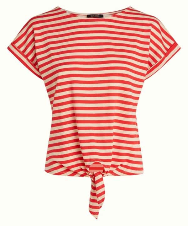 Camiseta manga corta raya roja King Louie Espana Aria Knot chopito retro 09708 653 F e1739104074272