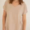 Camiseta mus bombon bimateria cuello pico VISAYAS BEIGE 2 e1740466552647