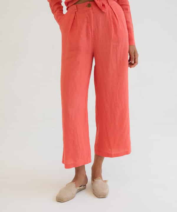 Pantalon DUMIAN lino coral Mus Bombon CORAL 1 e1747375593756