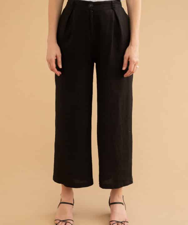 Pantalon largo lino Mus Bombon DUMIAN NEGRO 1 e1740312957942