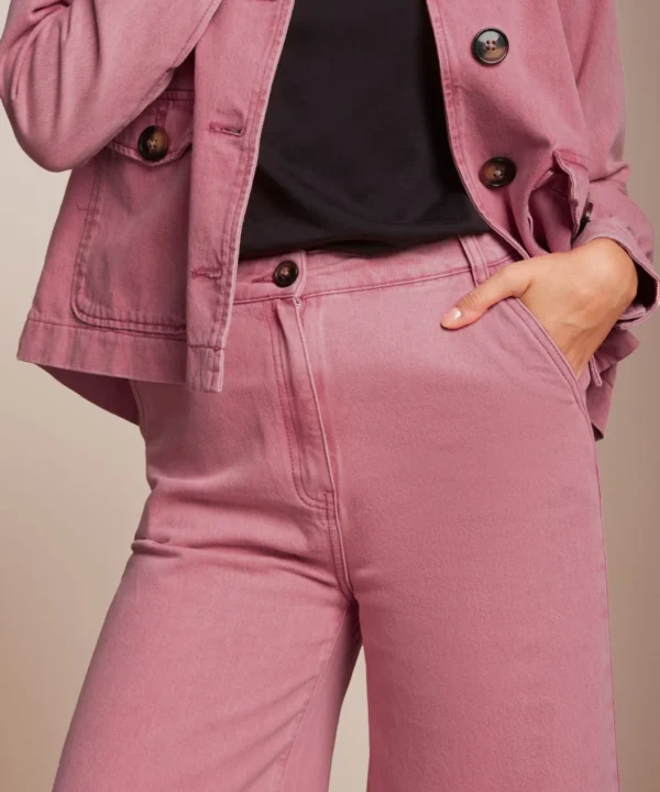 Pantalon tejano denim rosa King Louie Espana Peppa acampanado 09627745 1 scaled e1739991997801