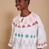 Blusa Meisie blanca con bordado Meisie M04B117 WHT 1 e1741380195375