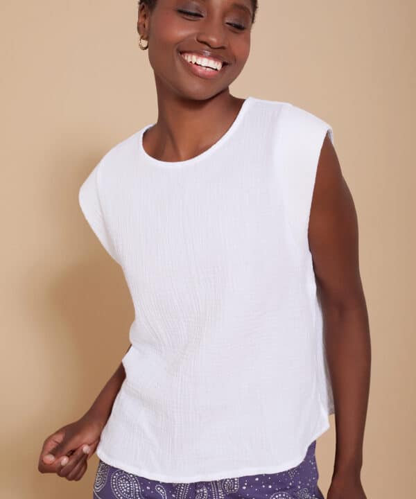 Camiseta blanca bimateria bambula meisie Meisie M02T29WHT 3 e1743010151434