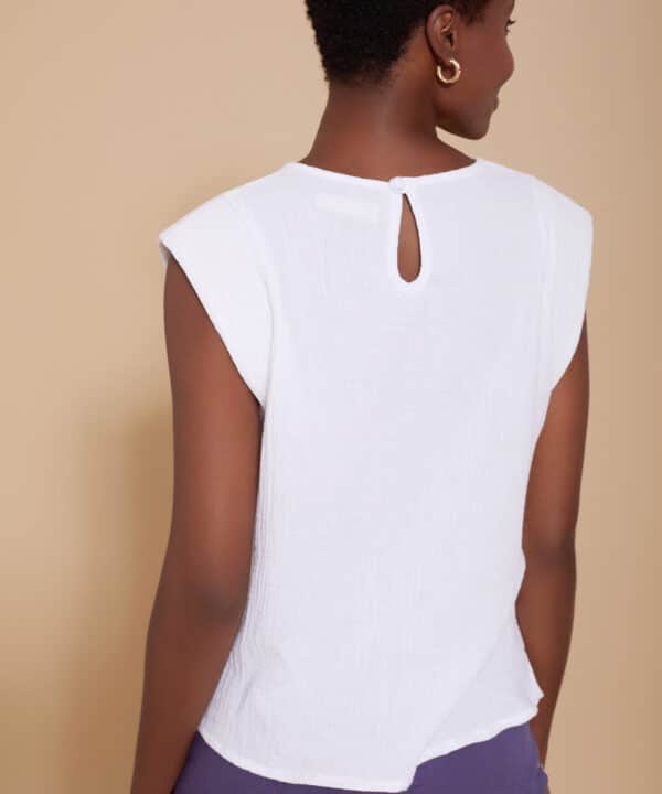 Camiseta blanca bimateria bambula meisie Meisie M02T29WHT 4 e1743010166863