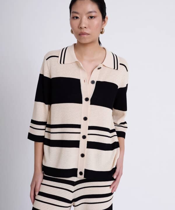 Cardigan skatie punto cuello polo skatie raya S23K39BLK 3 e1742405031451