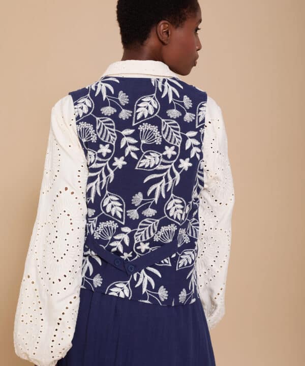 Chaleco meisie bordado floral Meisie azul M99J01VNS 4 e1743013845234