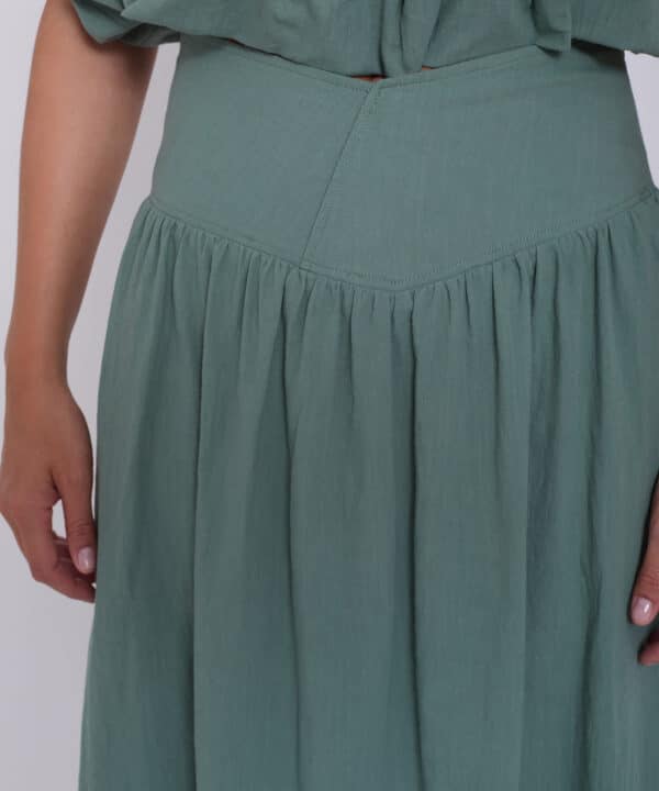 Falda midi skatie frunce skatie verde agua lisa S05F54AGR 5 e1742369736137