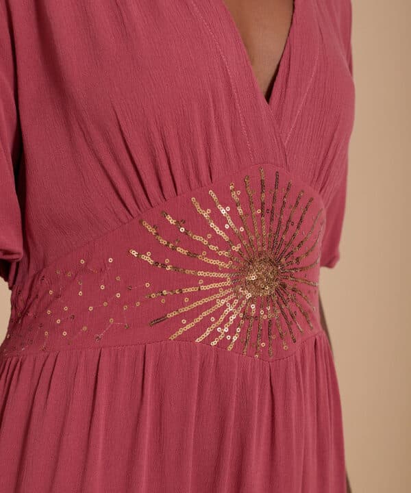 Vestido meisie largo fain lentejuelas doradas meisie M04V35HYP 5 e1741462074336