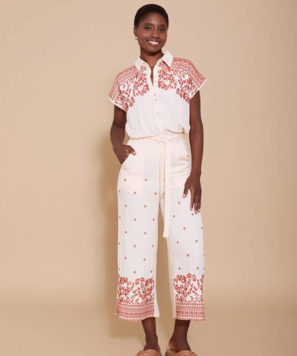 Pantalón cropped MEISÏE bordado floral