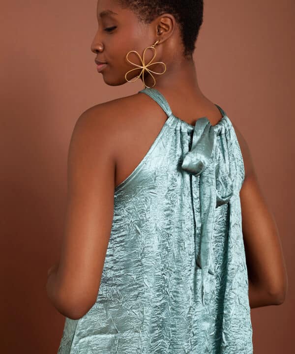 vestido meisie largo metalizado cuello halter fiesta boda meisie M05V158 MMD 5 e1741465847463
