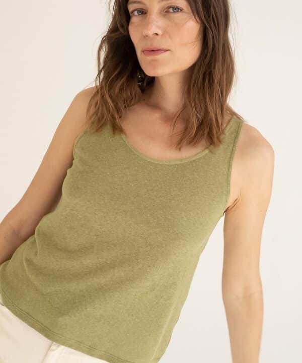 Camiseta tirantes lino Mus Bombon BAS TIRLI VERDE 4 e1747376541687