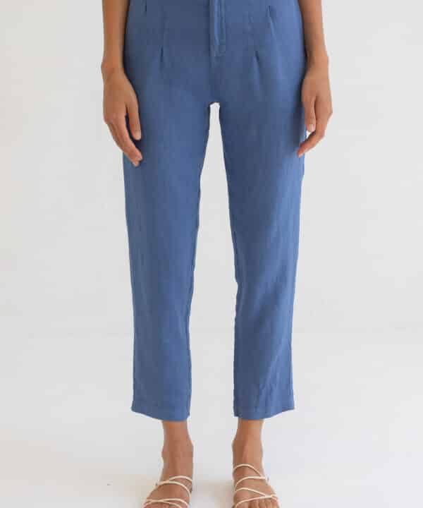 Pantalon largo lino CALEDONIA mus Bombon CALEDONIA AZULON 2 e1747637113533