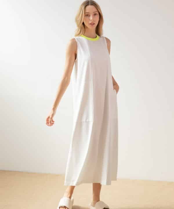 Vestido blanco algodon pAN producto basico cuello fluor SUMMER 25 PAN 2501120 scaled e1747245792646