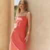 Vestido lino largo WAKAYA Mus Bombon CORAL 1 e1749021593176